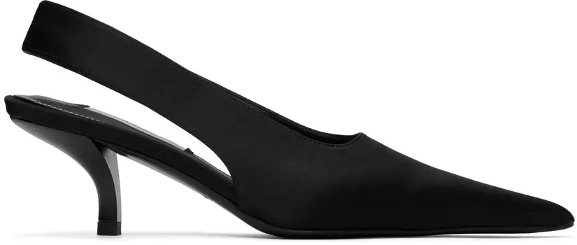 Классические атласные туфли на каблуке с открытой пяткой TOTEME