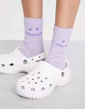 Классические белые сабо на платформе Crocs
