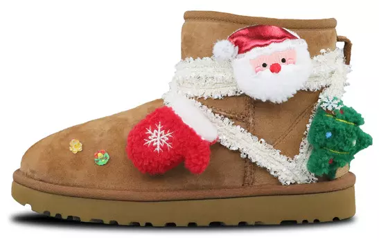 Классические блестящие мини-сапоги для снега женские Ugg, коричневый