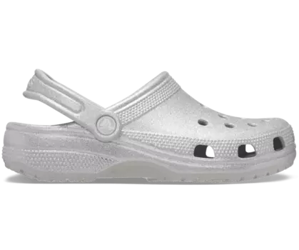 Классические блестящие сабо Crocs женские, цвет Silver Glitter