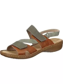 Классические босоножки rieker, цвет olive/cayenne/schilf