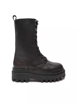 Классические Ботильоны Calvin Klein Jeans Flatform Lace Up Boot Mg Lth YW0YW01544, коричневый