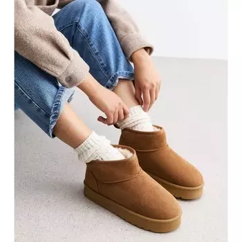 Классические ботильоны SUEDETTE FAUX FUR-LINED CHUNKY New Look, коричневый