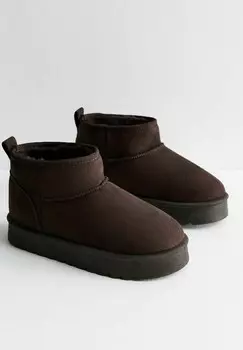 Классические ботильоны SUEDETTE FAUX FUR-LINED CHUNKY New Look, темно-коричневый