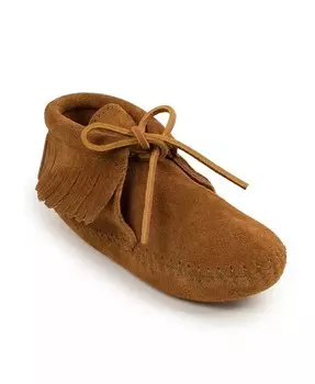 Классические ботинки с бахромой на мягкой подошве для маленьких девочек Minnetonka, коричневый