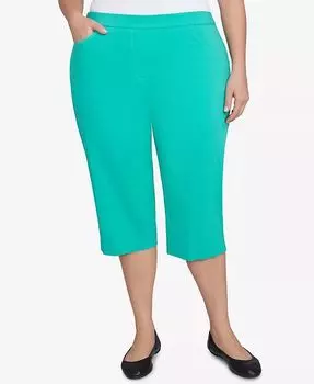 Классические брюки-клеш Allure Clamdigger размера плюс с плоским передом Alfred Dunner, зеленый