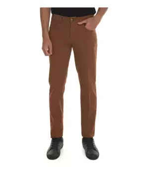 Классические брюки с пятью карманами и кожаной биркой Fay, коричневый