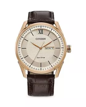 Классические часы Citizen Eco-Drive, 42 мм, коричневый/бежевый