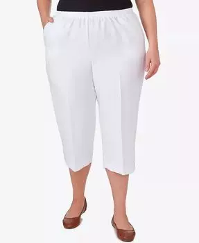 Классические черные джинсовые брюки-капри с бахромой больших размеров Alfred Dunner, белый