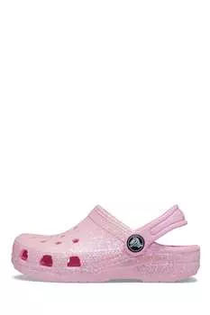 Классические детские босоножки с блестками Crocs, розовый
