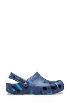 Классические детские сабо под мрамор Crocs, синий
