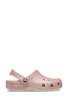 Классические детские сабо с блестками Crocs, розовый