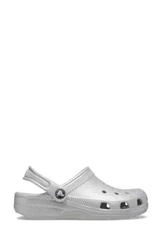 Классические детские сабо с блестками Crocs, серый