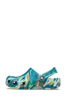 Классические детские сабо с мраморной отделкой Crocs, синий
