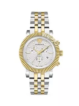 Классические двухцветные часы V-Chrono из нержавеющей стали Versace