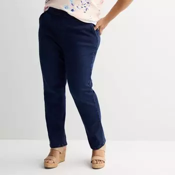 Классические джинсы на резинке больших размеров Croft & Barrow, цвет dark wash