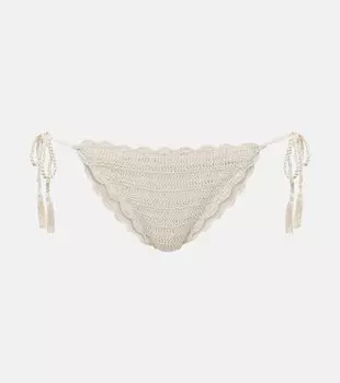 Классические хлопковые трусики-бикини с кружевом Anna Kosturova, кремовый