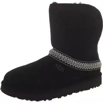 Классические короткие женские замшевые зимние ботинки Crescent UGG, черный/черный
