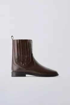Классические кожаные ботинки ZARA, коричневый