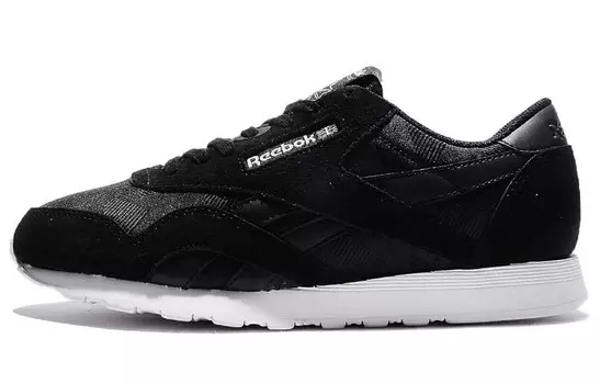 Классические кожаные кроссовки мужские с низким верхом черного цвета Reebok