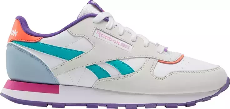 Классические кожаные кроссовки Reebok для начальной школы для детей, фиолетовый/розовый