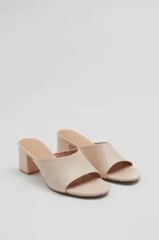 Классические кожаные мюли H&M, бежевый
