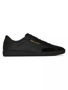 Классические кроссовки Court из перфорированной кожи Saint Laurent, черный