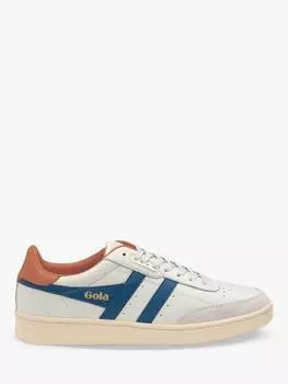 Классические кроссовки из контактной кожи на шнуровке Gola, цвет White/Blue/Orange