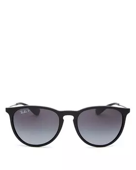 Классические круглые поляризационные солнцезащитные очки Ray-Ban Erica, 54 мм, черный