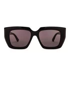 Классические квадратные солнцезащитные очки с лентой Bottega Veneta, цвет Shiny Black