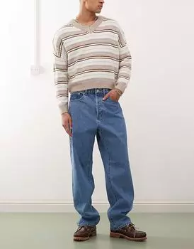 Классические мешковатые джинсы Obey цвета светло-индиго