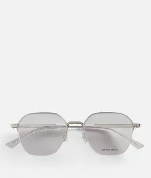 Классические металлические полуободковые очки-панто Bottega Veneta