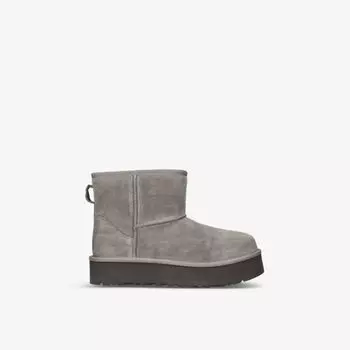 Классические мини-сапожки на платформе из замши и овчины 7-10 лет Ugg, коричневый