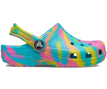 Классические мраморные сабо Crocs детские, цвет Digital Aqua / Multi