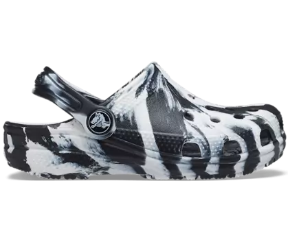 Классические мраморные сабо Crocs для малышей, цвет Black / White