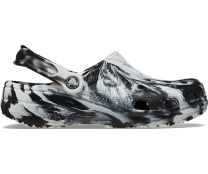 Классические мраморные сабо Crocs женские, цвет White / Black