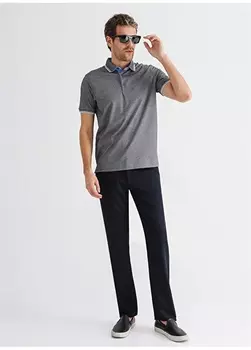 Классические мужские брюки темно-синего цвета с нормальной талией и тонкими штанинами Fabrika