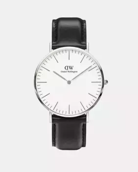 Классические мужские часы DW00100020 в черной коже Daniel Wellington, черный