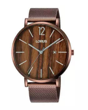 Классические мужские часы RH993MX9 со стальным и коричневым ремешком Lorus