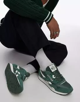 Классические нейлоновые кроссовки зеленого и белого цвета Reebok