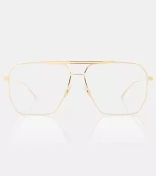 Классические очки-авиаторы Bottega Veneta, цвет gold-gold-transparent