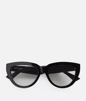 Классические очки «кошачий глаз» из переработанного ацетата Bottega Veneta, прозрачный/черный