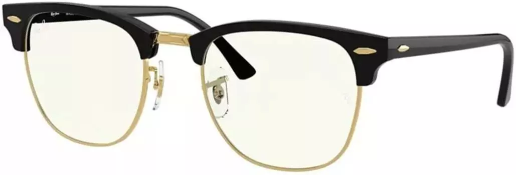 Классические очки Ray-Ban Clubmaster с синей подсветкой, черный