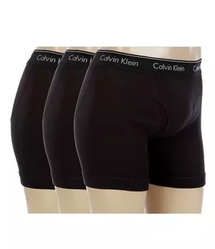 Классические однотонные хлопковые трусы-боксеры Calvin Klein, 3 шт., черный