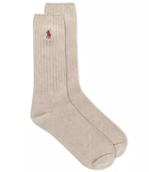 Классические однотонные носки Polo Ralph Lauren, большие и высокие, бежевый