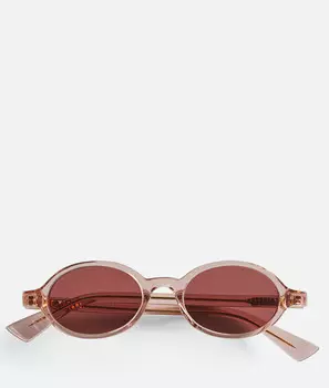Классические овальные солнцезащитные очки Bottega Veneta, красный/коричневый