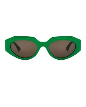 Классические овальные солнцезащитные очки с лентой Bottega Veneta, цвет Shiny Green