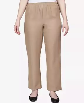 Классические прямые брюки без застежки в цвете Petite и Petite Short Alfred Dunner, бежевый