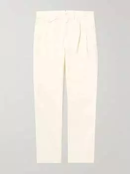 Классические прямые хлопковые брюки со складками La Paz, кремовый