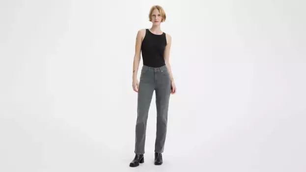 Классические прямые женские джинсы Levi's, серый